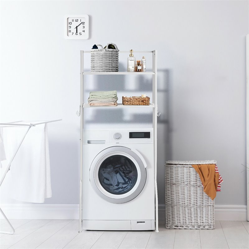Costway 2-tier Contemporary Steel Bathroom Spacesaver in White