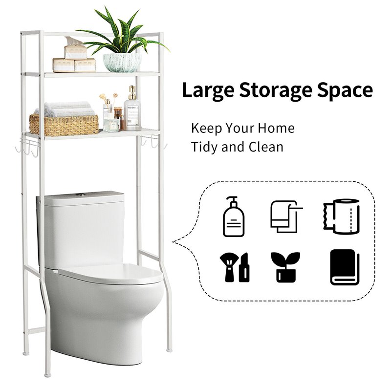 Costway 2-tier Contemporary Steel Bathroom Spacesaver in White