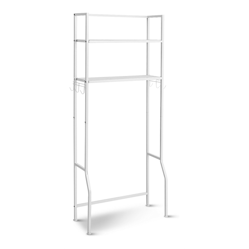 Costway 2-tier Contemporary Steel Bathroom Spacesaver in White