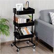 Costway 3-tier Iron Rolling Storage Cart with Adjustable Shelves in Black