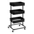 Costway 3-tier Iron Rolling Storage Cart with Adjustable Shelves in Black