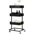 Costway 3-tier Iron Rolling Storage Cart with Adjustable Shelves in Black