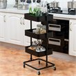 Costway 3-tier Iron Rolling Storage Cart with Adjustable Shelves in Black