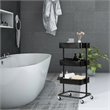 Costway 3-tier Iron Rolling Storage Cart with Adjustable Shelves in Black