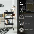 Costway 3-tier Iron Rolling Storage Cart with Adjustable Shelves in Black