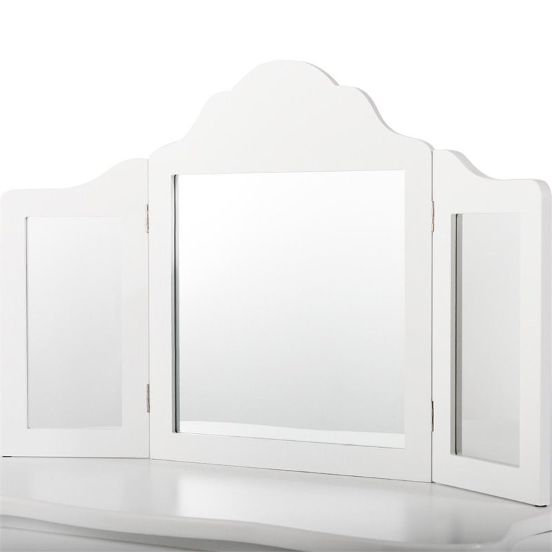 Costway Contemporary MDF and Mirror Makeup Desk Vanity Set in White