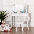 Costway Contemporary MDF and Mirror Makeup Desk Vanity Set in White