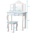 Costway Contemporary MDF and Mirror Makeup Desk Vanity Set in White