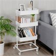 Costway 3-tier Iron Rolling Storage Cart with Adjustable Shelves in White