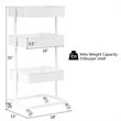 Costway 3-tier Iron Rolling Storage Cart with Adjustable Shelves in White