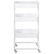Costway 3-tier Iron Rolling Storage Cart with Adjustable Shelves in White
