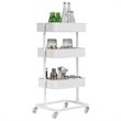 Costway 3-tier Iron Rolling Storage Cart with Adjustable Shelves in White