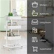 Costway 3-tier Iron Rolling Storage Cart with Adjustable Shelves in White