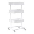 Costway 3-tier Iron Rolling Storage Cart with Adjustable Shelves in White