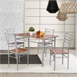 Costway 5-piece MDF and Metal Dining Set with Table and 4 Chairs in Silver