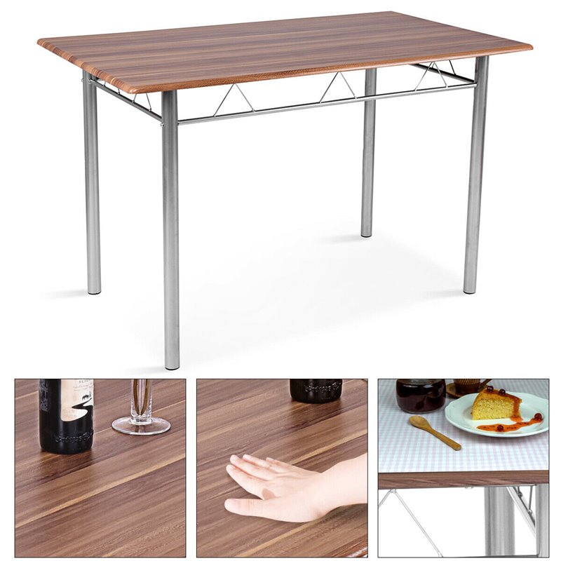 Costway 5-piece MDF and Metal Dining Set with Table and 4 Chairs in Silver