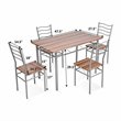 Costway 5-piece MDF and Metal Dining Set with Table and 4 Chairs in Silver