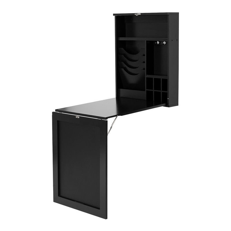 Costway Contemporary MDF Wall Mounted Folding Table in Black