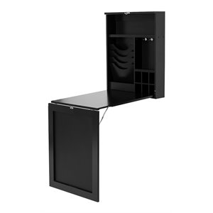 Costway Contemporary MDF Wall Mounted Folding Table in Black