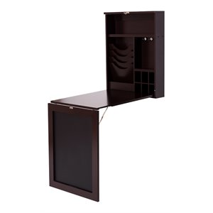 Costway Contemporary MDF Wall Mounted Folding Table in Coffee
