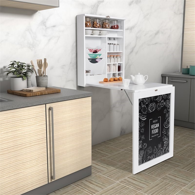 Costway Contemporary MDF Wall Mounted Folding Table in White