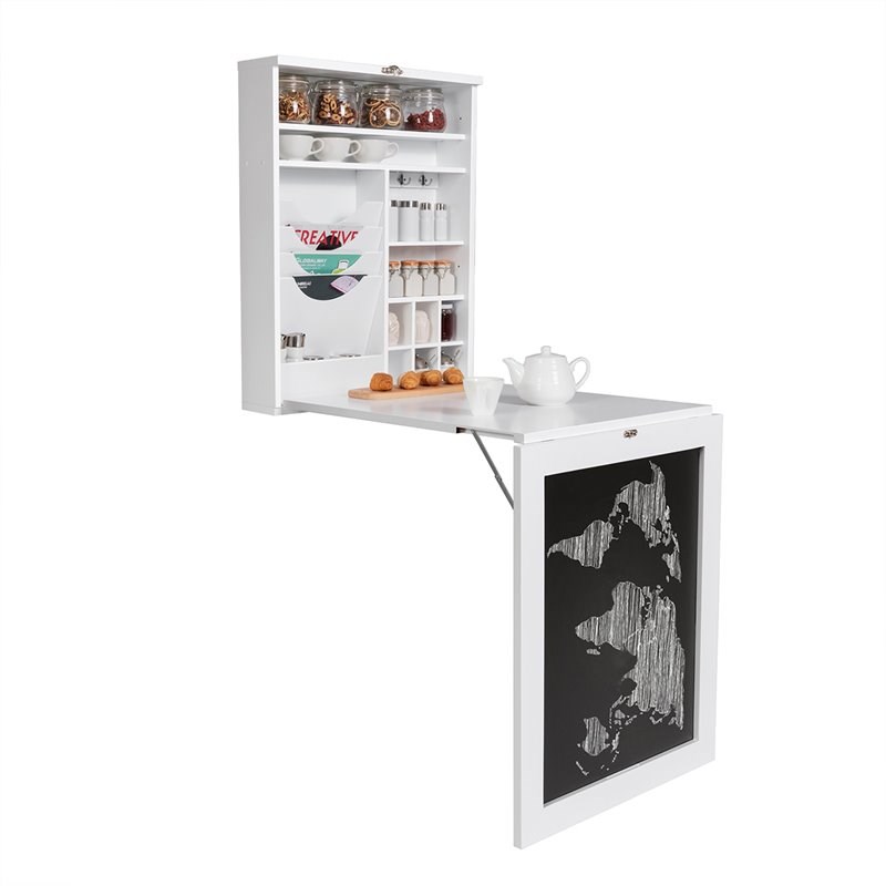 Costway Contemporary MDF Wall Mounted Folding Table in White