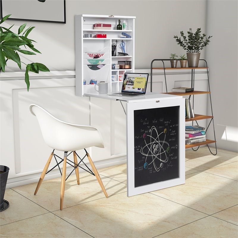 Costway Contemporary MDF Wall Mounted Folding Table in White