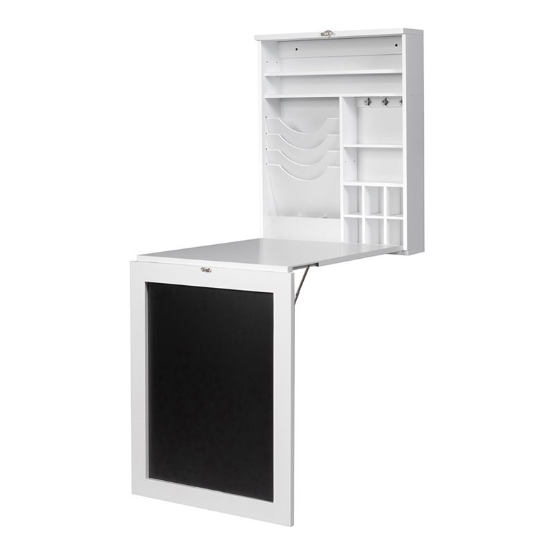 Costway Contemporary MDF Wall Mounted Folding Table in White Finish