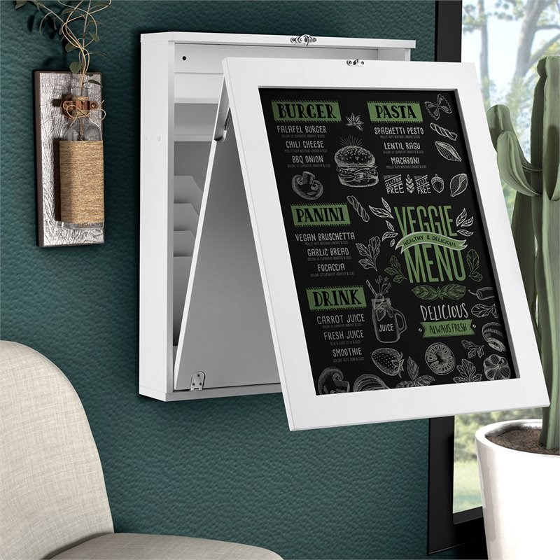 Costway Contemporary MDF Wall Mounted Folding Table in White Finish