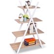 Costway 4-tier Contemporary MDF X-Shape Shelf Bookcase in Natural