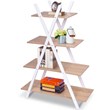 Costway 4-tier Contemporary MDF X-Shape Shelf Bookcase in Natural