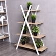 Costway 4-tier Contemporary MDF X-Shape Shelf Bookcase in Natural