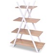 Costway 4-tier Contemporary MDF X-Shape Shelf Bookcase in Natural