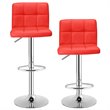 Costway PU Leather Adjustable Bar Stools in Red Finish (Set of 2)