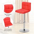 Costway PU Leather Adjustable Bar Stools in Red Finish (Set of 2)