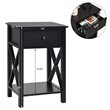 Costway Contemporary MDF Nightstand with Drawer and Shelf in Brown