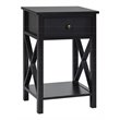Costway Contemporary MDF Nightstand with Drawer and Shelf in Brown