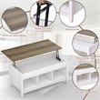 Costway Solid Wood Lift Top Coffee Table with Storage Shelves in White