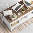Costway Solid Wood Lift Top Coffee Table with Storage Shelves in White