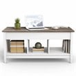 Costway Solid Wood Lift Top Coffee Table with Hidden Compartment in White