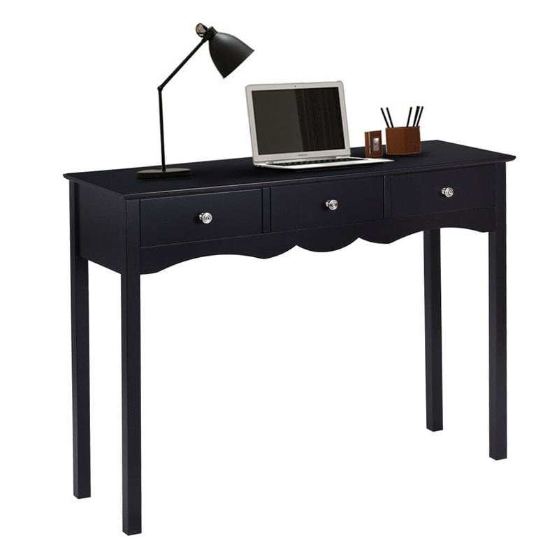 Costway 3-drawer Contemporary MDF Board Console Table in Black