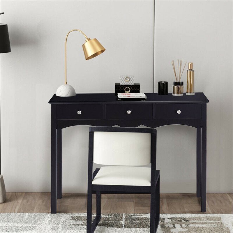 Costway 3-drawer Contemporary MDF Board Console Table in Black