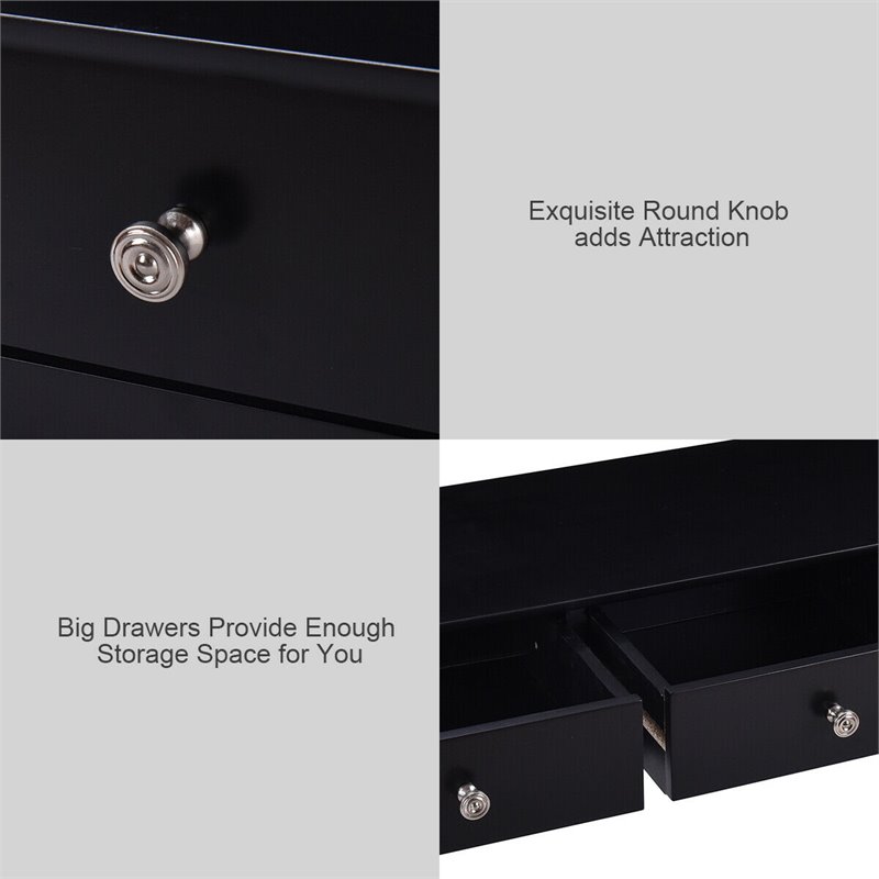 Costway 3-drawer Contemporary MDF Board Console Table in Black