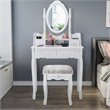 Costway Contemporary Paulownia Wood Makeup Desk Vanity Set in White