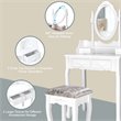 Costway Contemporary Paulownia Wood Makeup Desk Vanity Set in White