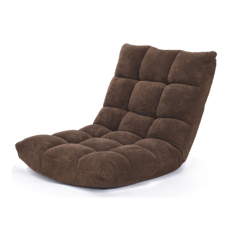 Costway Contemporary Coral Velvet Adjustable 14-Position Floor Chair in Coffee