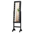 Costway MDF Board Mirrored Jewelry Cabinet with 18 LED Lights in Black