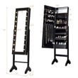 Costway MDF Board Mirrored Jewelry Cabinet with 18 LED Lights in Black Finish