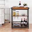 Costway 3-tier Iron and Nylon Rolling Kitchen Trolley Island Cart in Black