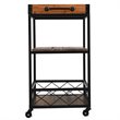 Costway 3-tier Iron and Nylon Rolling Kitchen Trolley Island Cart in Black